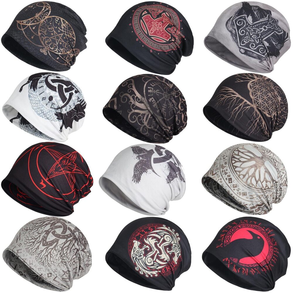9863 Printed Stretch Slouchy Multi-Functional Headwear for Hats Beanie Cap